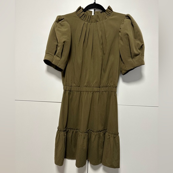 ALICE + OLIVIA Vida Puff Sleeve Dress (Olive / size US 6) - Picture 2 of 8